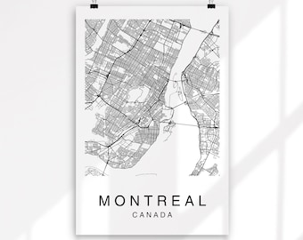 Minimalist Montreal City Map Print: Black & White Urban Art (Digital Download)