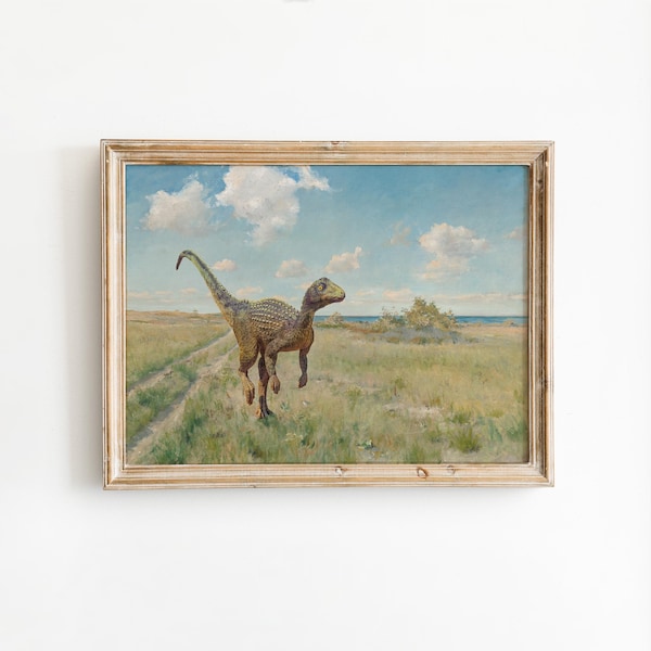 Baby Dinosaur Altered Art Print, Quirky Home Decor, Vintage Rustic Poster, Funny Animal Poster