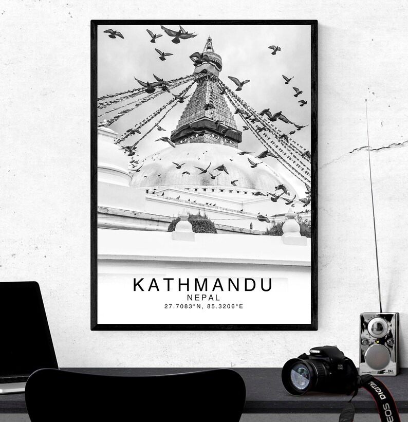 Katmandou, Katmandou Print Noir et Blanc, Nepal Wall Art, Nepal Poster, Nepal Photo, Nepal Wall Decor, Katmandou Poster, Nepāl, Asia Print image 7