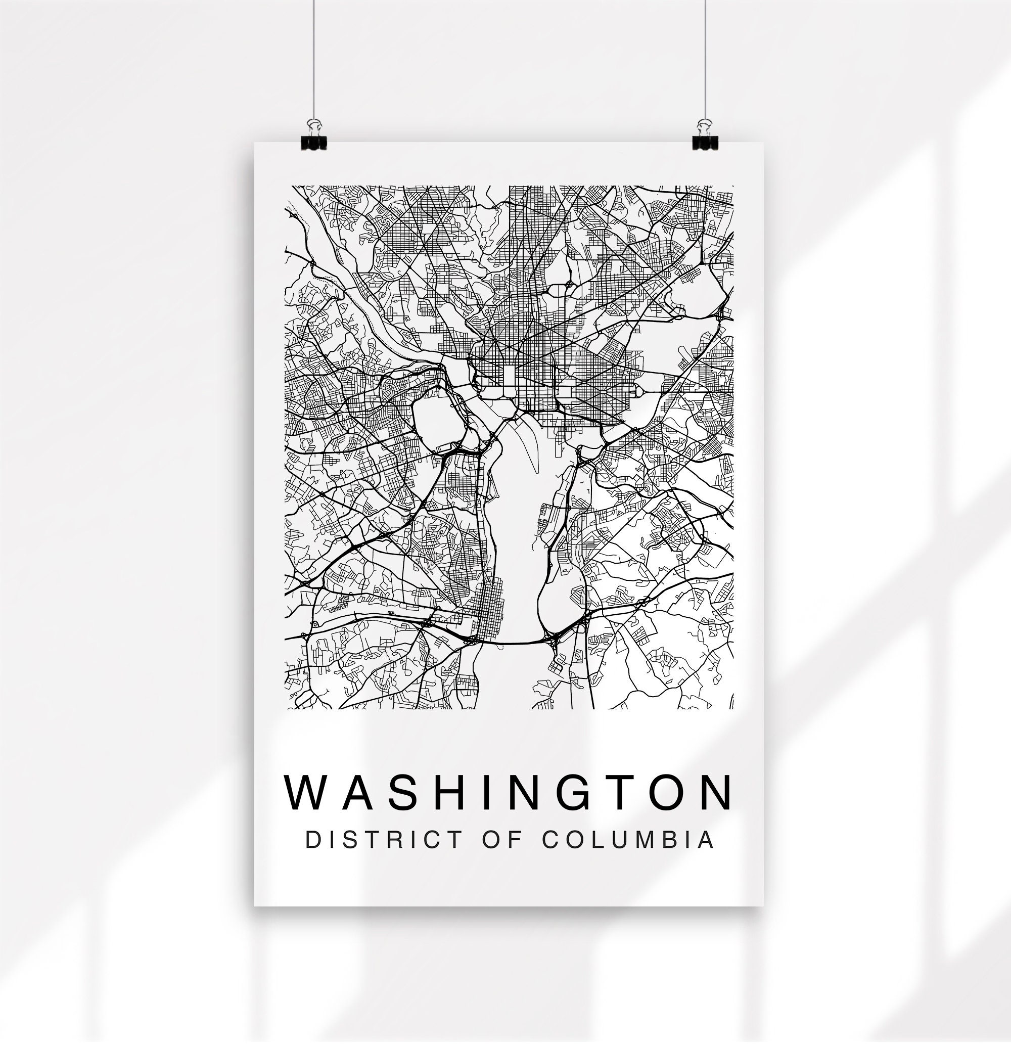Washington DC Map Print Washington Dc Washington Map Print | Etsy