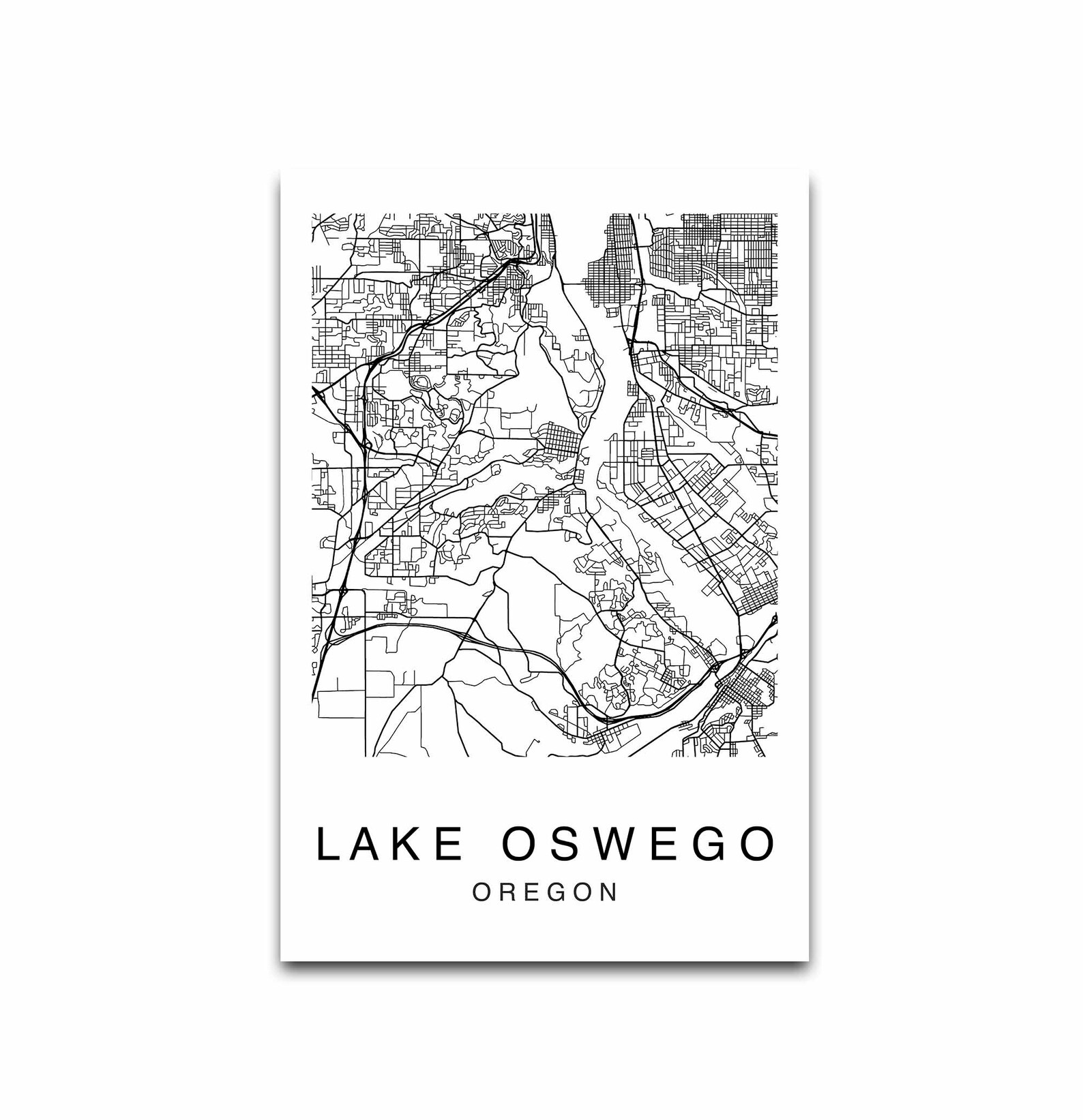 City of Lake Oswego Map Lake Oswego City Map Map Poster Map Etsy