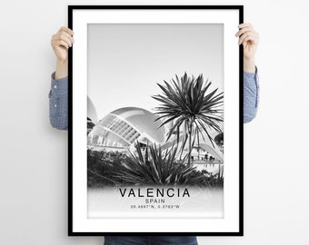 Valencia Print Black and White, Valencia Wall Art, Valencia Poster, Valencia Photo, Valencia Wall Decor, Spain, València, España, Europe