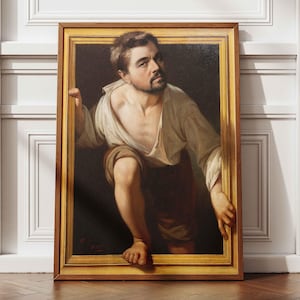 Funny Altered Portrait, Escaping Criticism 1874, Eclectic Print Wall Art, Vintage Painting, Pop Culture Wall Decor, Antique Painting Print