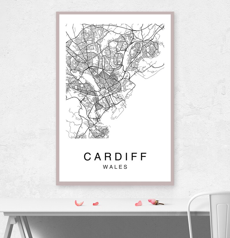 Cardiff Map Print Cardiff Printable Map Art Wall Art City Etsy