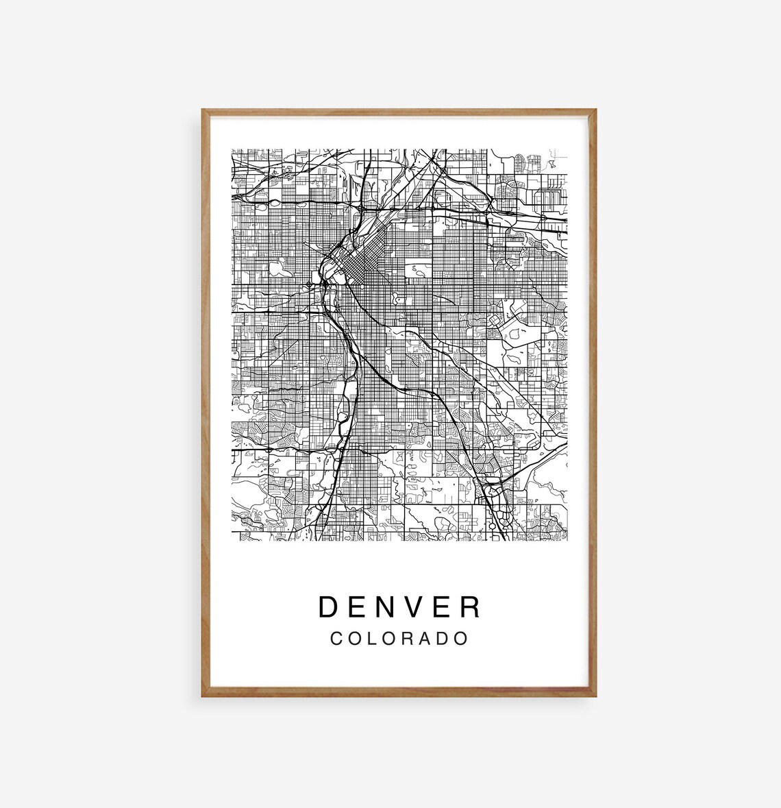 Denver Map Print Denver Map Poster Map of Denver Denver | Etsy