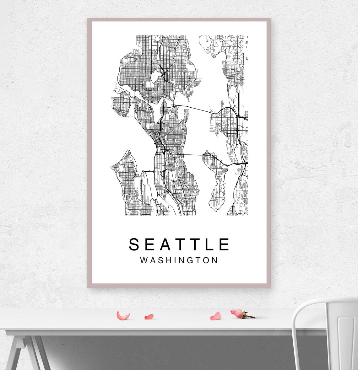 Seattle Map Seattle City Map Printable Map Art Map Print - Etsy
