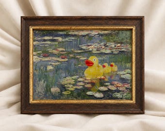 Yellow Rubber Ducks in Monet's Water Lilies - Altered Art Print