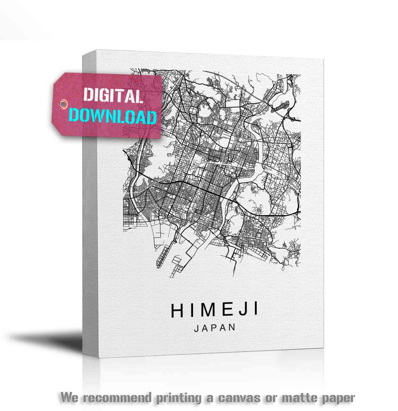 Himeji Map Himeji City Map City Maps Digital Map Print | Etsy