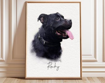 Pet Portrait Custom From Photo, Personalized Dog Cat Portrait, Funny Holiday Gift, Unique Artwork Keepsake