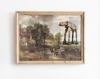 Altered Thrift Art Vintage Cottagecore Landscape Eclectic Funny Famous Painting Print