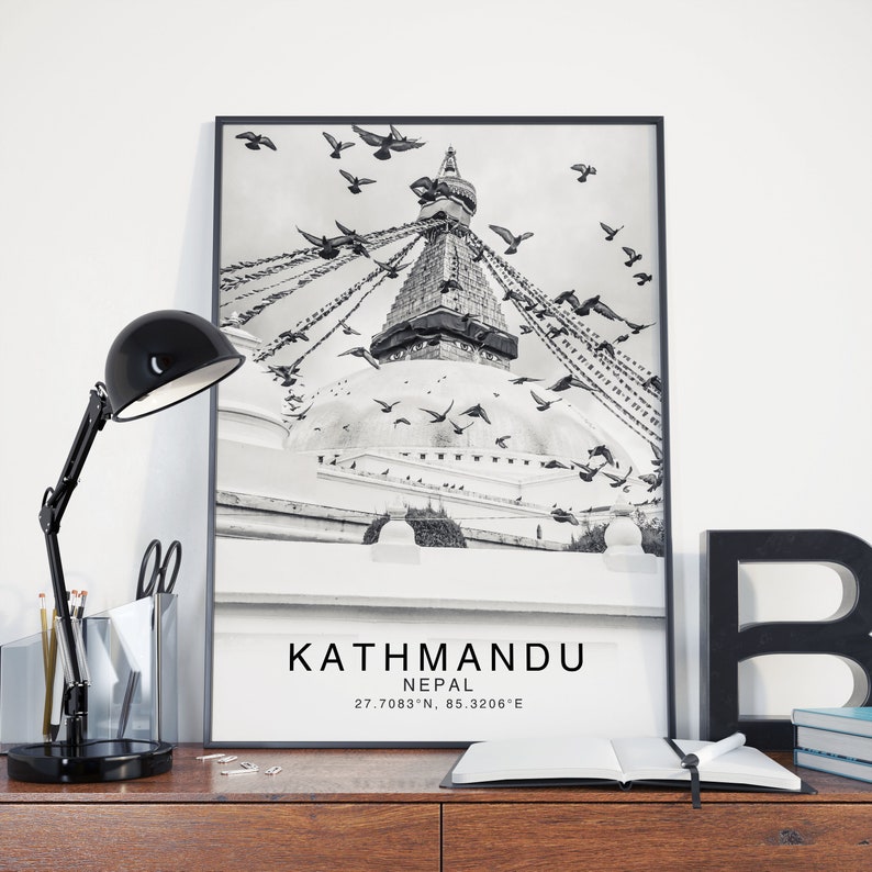 Katmandou, Katmandou Print Noir et Blanc, Nepal Wall Art, Nepal Poster, Nepal Photo, Nepal Wall Decor, Katmandou Poster, Nepāl, Asia Print image 3