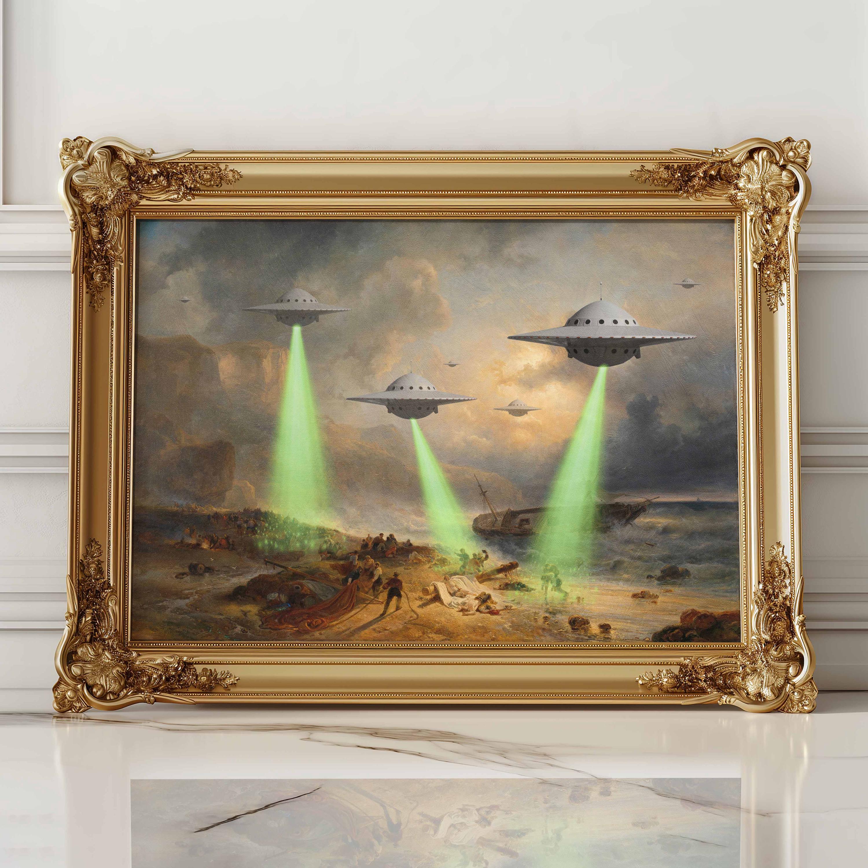 Victorian Landscape UFO Art Print: Funny Alien Abduction Altered Painting  (printable) - Etsy