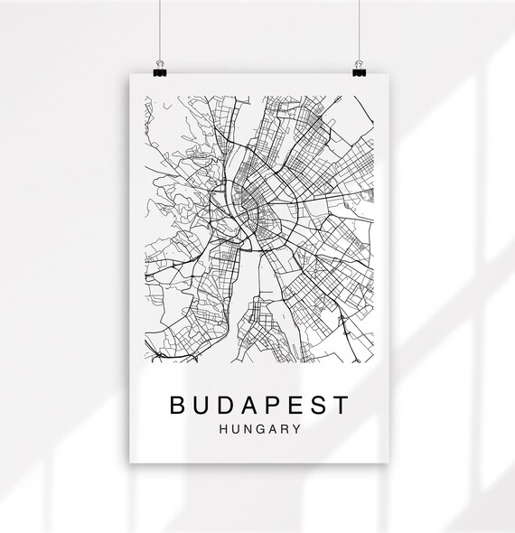 Budapest Map Print Printable Art Wall City - Wall Art City Maps Budapest Map Print Printable Art Wall City - Wall Art City Maps