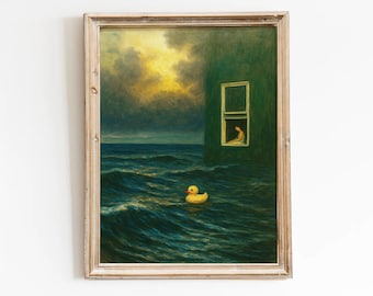 Surreal Ocean Dream – Emotional Wall Art Print, Symbolic Surrealist Painting
