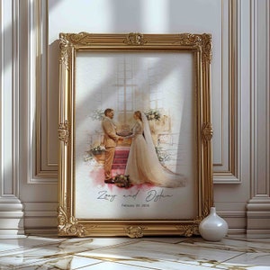 Custom Wedding Portrait, Custom Wedding Watercolor, Personalised Wedding Gift, Watercolor Painting From Photo, Custom Wedding Art Print Gift