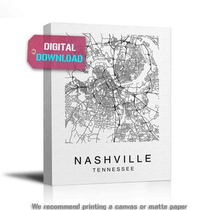Nashville Map Print Printable Map Art Digital Download Map - Etsy