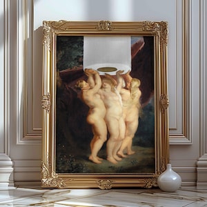 Arte divertente per il bagno Stampe divertenti per il bagno Bagno per gli ospiti Arte alterata Arte murale massimalista Stampabile per il bagno retrò Poster divertenti per l'ufficio