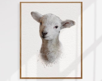 Lamb Print, Nursery Decor, Baby Lamb Print, Lamb Nursery, Farm Animal Prints, Cute Baby Animals, Nursery Wall Art, Kids Room Printable Art