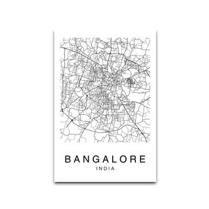 Bangalore Map Bangalore City Map Map Poster Map Print - Etsy