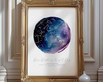 Custom Star Map, Night Sky Print, Star Map, Constellation Map, Night Sky, Wedding Gift, Anniversary Gift, Night Sky Map
