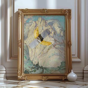 Banana con nastro adesivo, Arte trasformata in cultura pop, Stampa di banana nell'arte moderna, Arte alterata divertente, Arte ironica, Meme, Ricrea opere d'arte famose