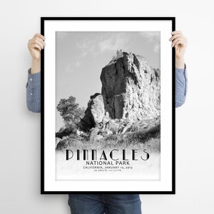 Affiche du parc national des Pinnacles, impression du parc national des Pinnacles, impression de voyage en Californie, affiche de voyage photo des Pinnacles, affiche du parc national
