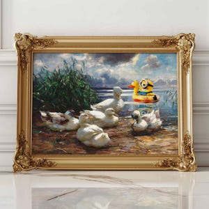 Arte alterado con divertidas caricaturas, póster maximalista, pintura alterada, arte mural ecléctico moderno amarillo, lámina de arte vintage divertida, arte de segunda mano