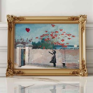 Dipinto alterato di "Ragazza con palloncino rosso", Decorazioni divertenti sulla storia dell'arte, Meme sull'arte classica, Arte murale concettuale