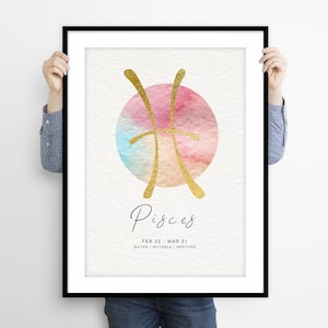 Pisces Art, Pisces Poster, Pisces Print, Pisces Sign Print, Zodiac Horoscope Print, Zodiac Wall Art, Zodiac Print, Pisces Astrology Wall Art