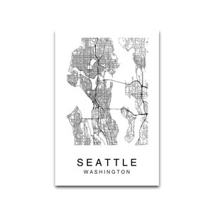 Seattle Map, Seattle City Map, Printable Map Art, Map Print, Seattle Map Poster, Seattle Map ...