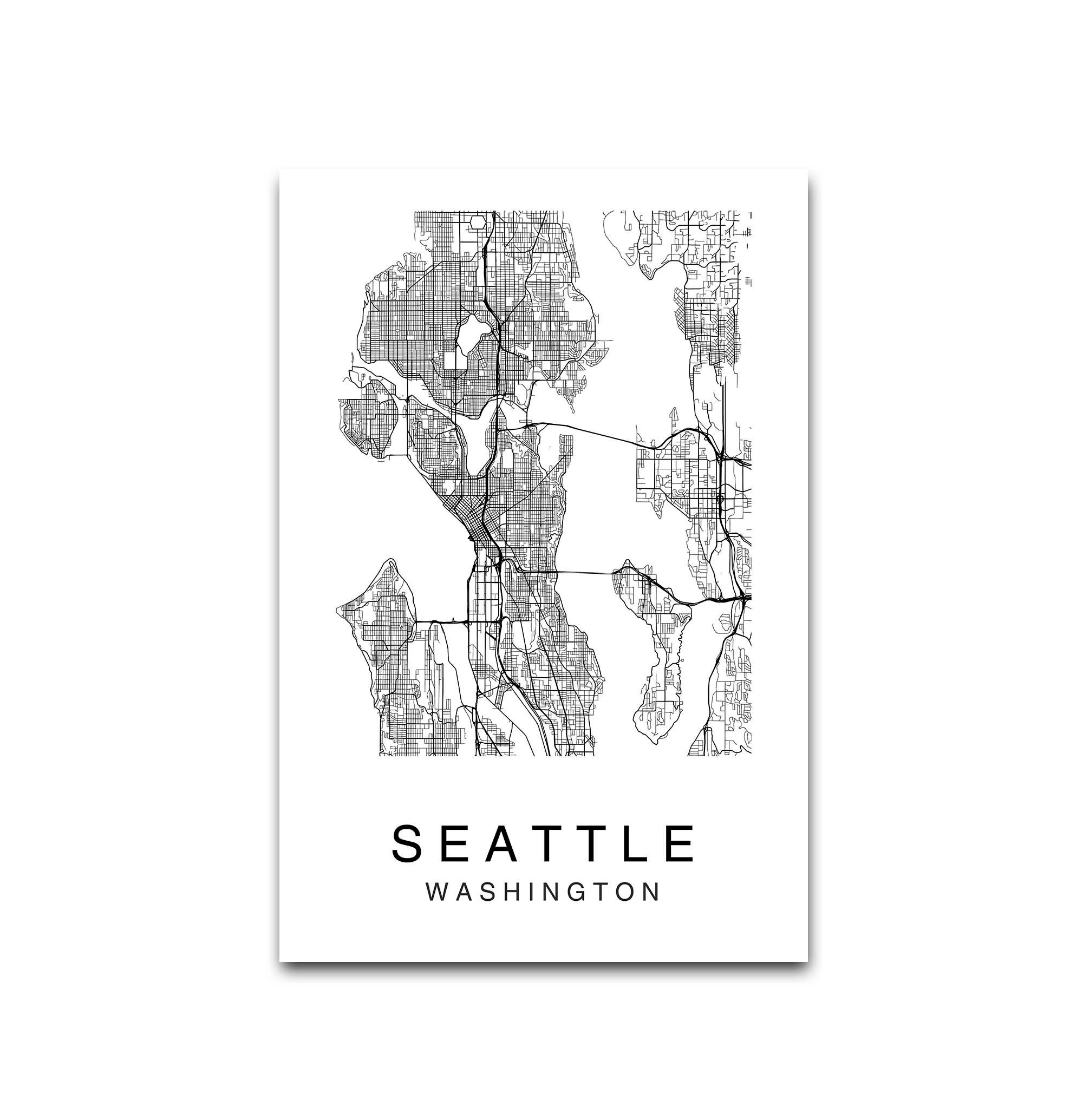 Seattle Map Seattle City Map Printable Map Art Map Print - Etsy