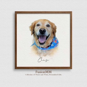 Ritratto personalizzato di un animale domestico / Regalo commemorativo per un animale domestico / Pittura digitale ad acquerello / Arte personalizzata per un animale domestico / Ritratto di cane e gatto da foto / Regalo per la perdita di un animale domestico