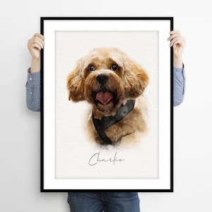 Custom Pet Portrait Print - Watercolor Dog Painting - Painted from Photo - Pet Memorial Gift - Pet Loss Gift
