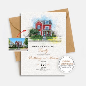 Housewarming Party Invitation, Home portrait, House Painting, Frst Home Card, Watercolor Home, Custom House Portrait, Personalized Home Card