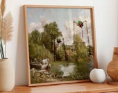 UFO Tripods Vintage Art Print: Alien Cottagecore Landscape