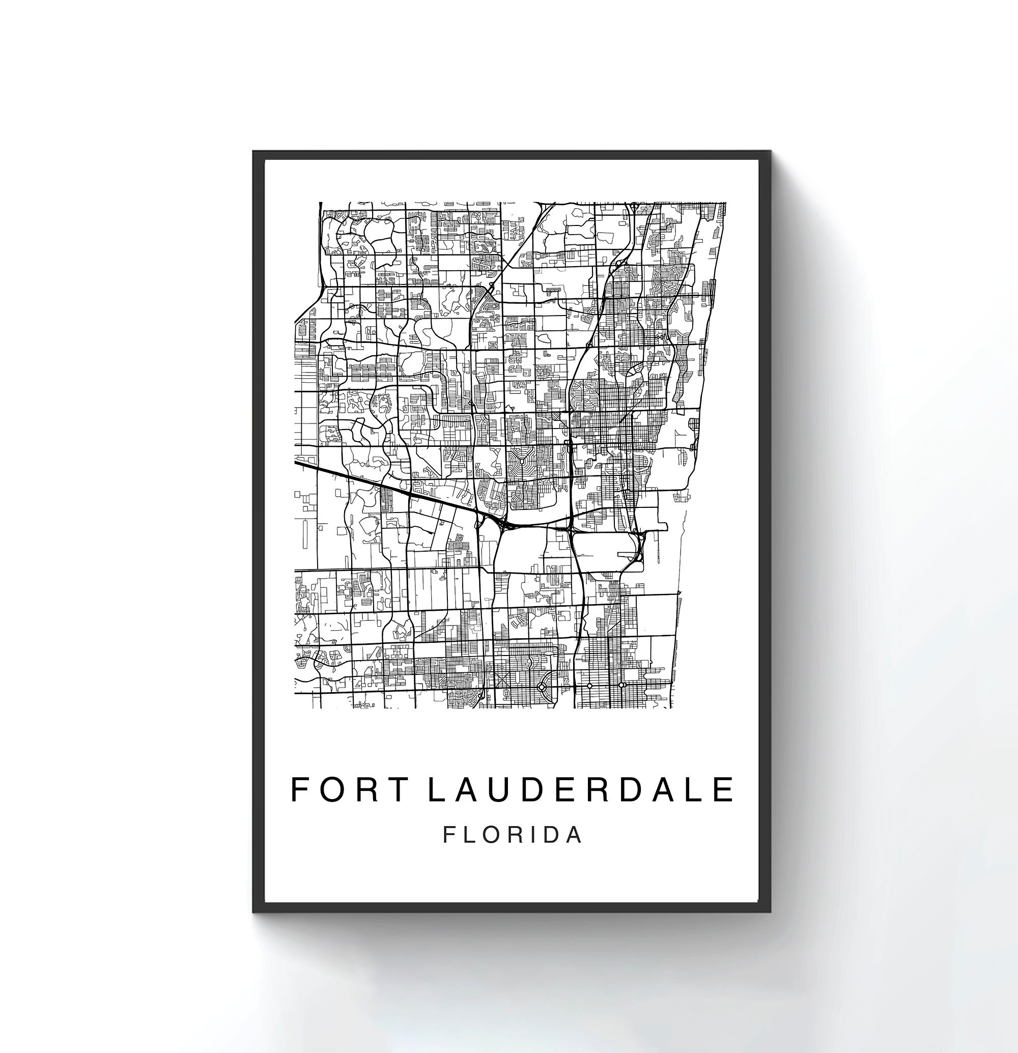 Fort Lauderdale Map Print Fort Lauderdale City Map Art | Etsy