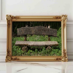 Gifts for Her Him, Personalized Art Print, Romantic Wall Art, Bench with Carved Names and Date, Romantic Gifts, Custom Name, Photography Art