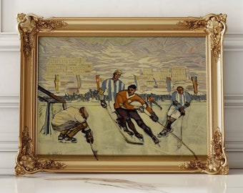 Vintage Ice Hockey Art Print: Sports Poster for Teen Room