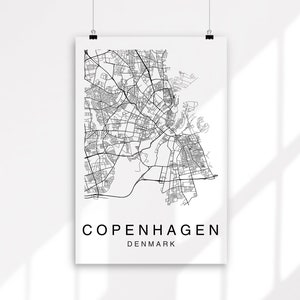 Copenhagen Map Print Copenhagen Printable Map Wall Art City - Etsy