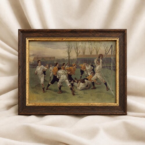 Affiche vintage de football : Poster de football ancien, décoration murale horizontale pour chambre de garçon