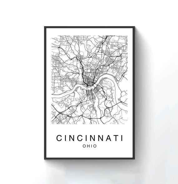 Cincinnati Map Print Cincinnati Map Poster Wall Art City | Etsy