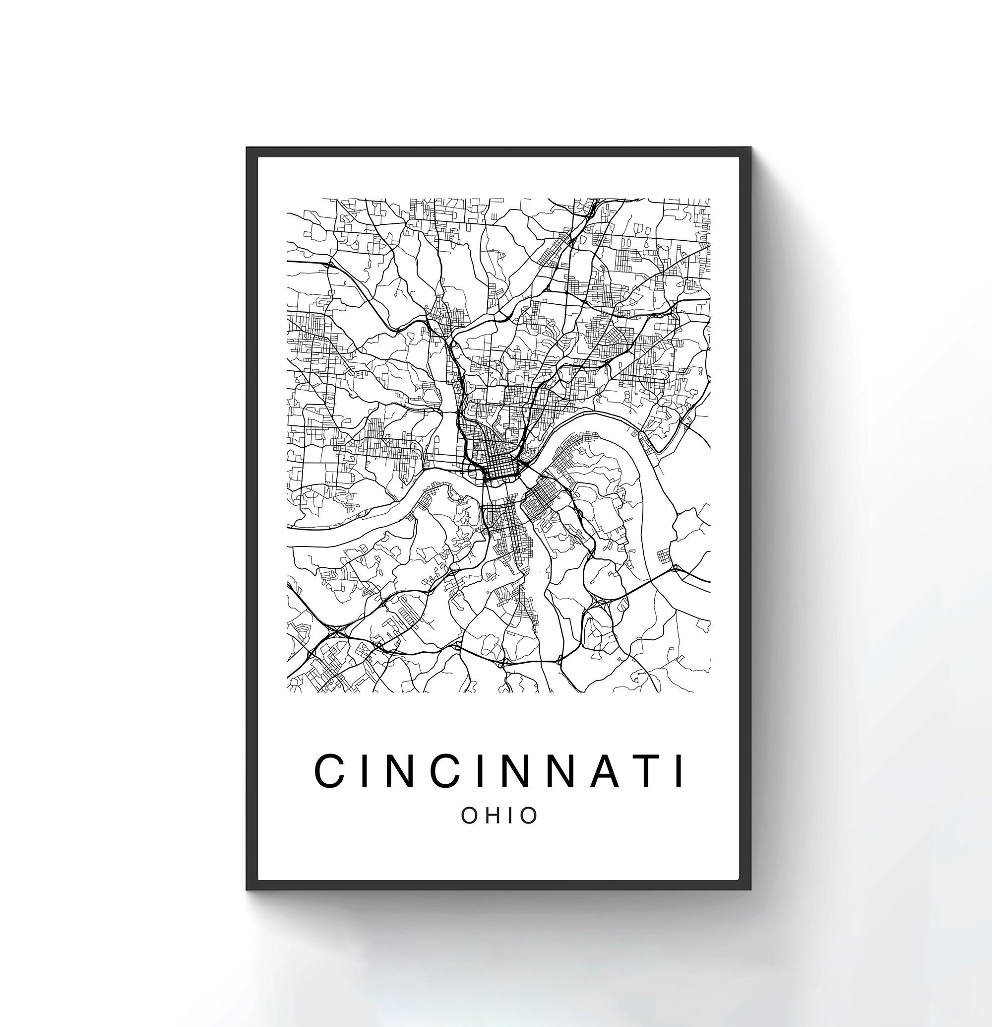 Cincinnati Map Print Cincinnati Map Digital Download Wall | Etsy