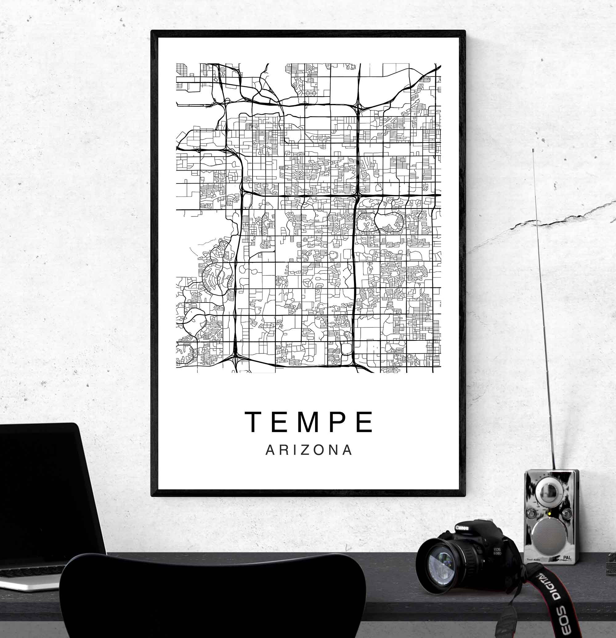 Tempe Map Minimalist Map Tempe Map Print Tempe Poster Etsy Australia