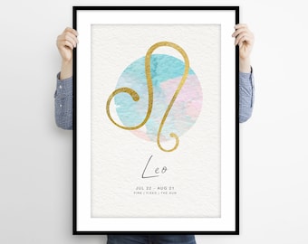 Leo Zodiac Gifts, Leo Print, Leo Zodiac Print, Leo Gifts, Leo Star Sign, Leo Poster, Leo Astrology, Minimalist Print, Minimalist Wall Art