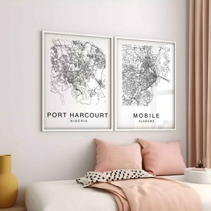 Set of Custom City Map Prints, Pesonalized City Map Posters, Any City ...
