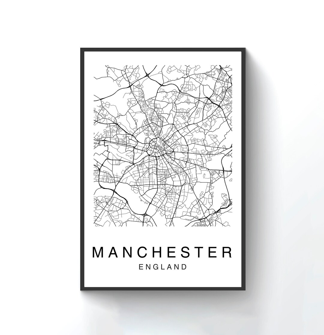 Manchester Map, Manchester City Map, Map Poster, Map Print, Manchester Map Poster, Manchester ...
