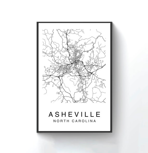 Asheville Map Print Asheville Map Poster Wall Art Nc City | Etsy