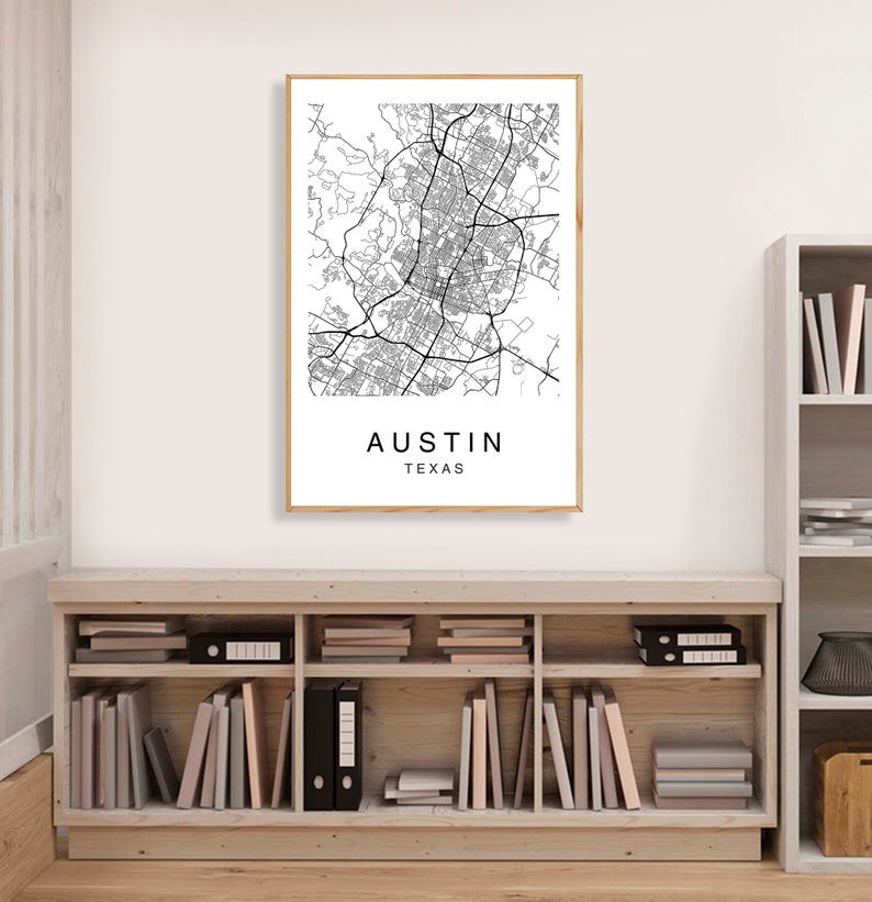 Austin Map Minimalist Map Austin Print Austin Poster Etsy