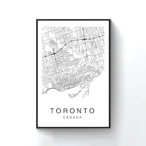 Toronto-kaart, Toronto-stadskaart, kaartposter, kaartafdruk, Toronto-kaartposter, Toronto-kaartafdruk, stratenplan, stadsplattegrond, kaartkunst Canada, kunst aan de muur