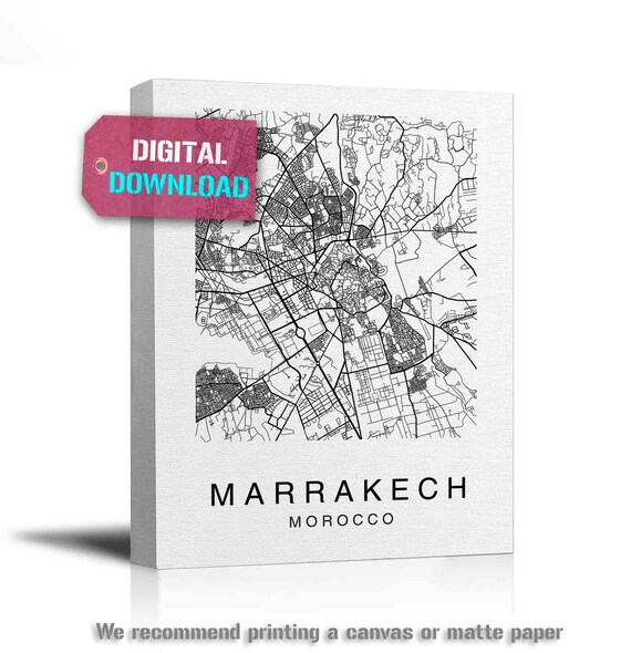 Marrakech Map Print Printable Wall Art City - Wall Art City Maps Marrakech Map Print Printable Wall Art City - Wall Art City Maps